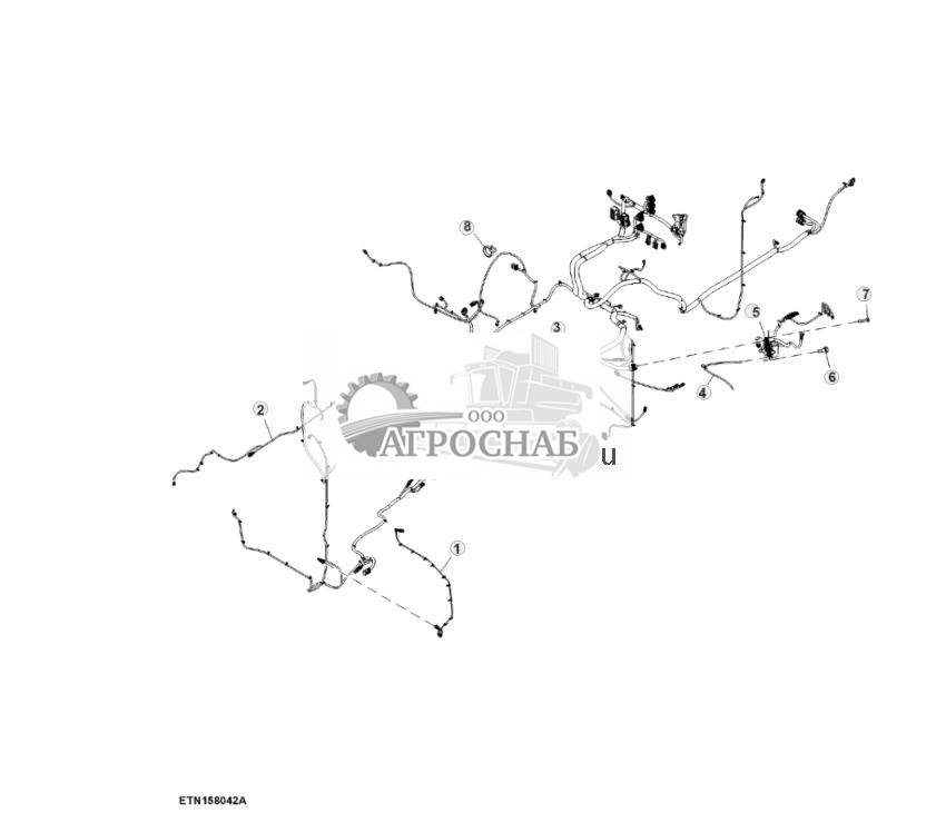 Жгут проводов шасси, с AutoTrac™, без резервного насоса, 15,0 L, двигатель FT4 (для Северной Америки) (14) (802000 - 804100) - ST874628 223.jpg